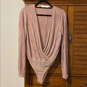 Metallic Rose Pleated Bodysuit